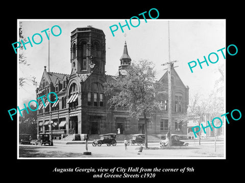 OLD LARGE HISTORIC PHOTO AUGUSTA GEORGIA, VIEW OF CITY HALL, GREENE ST c1920