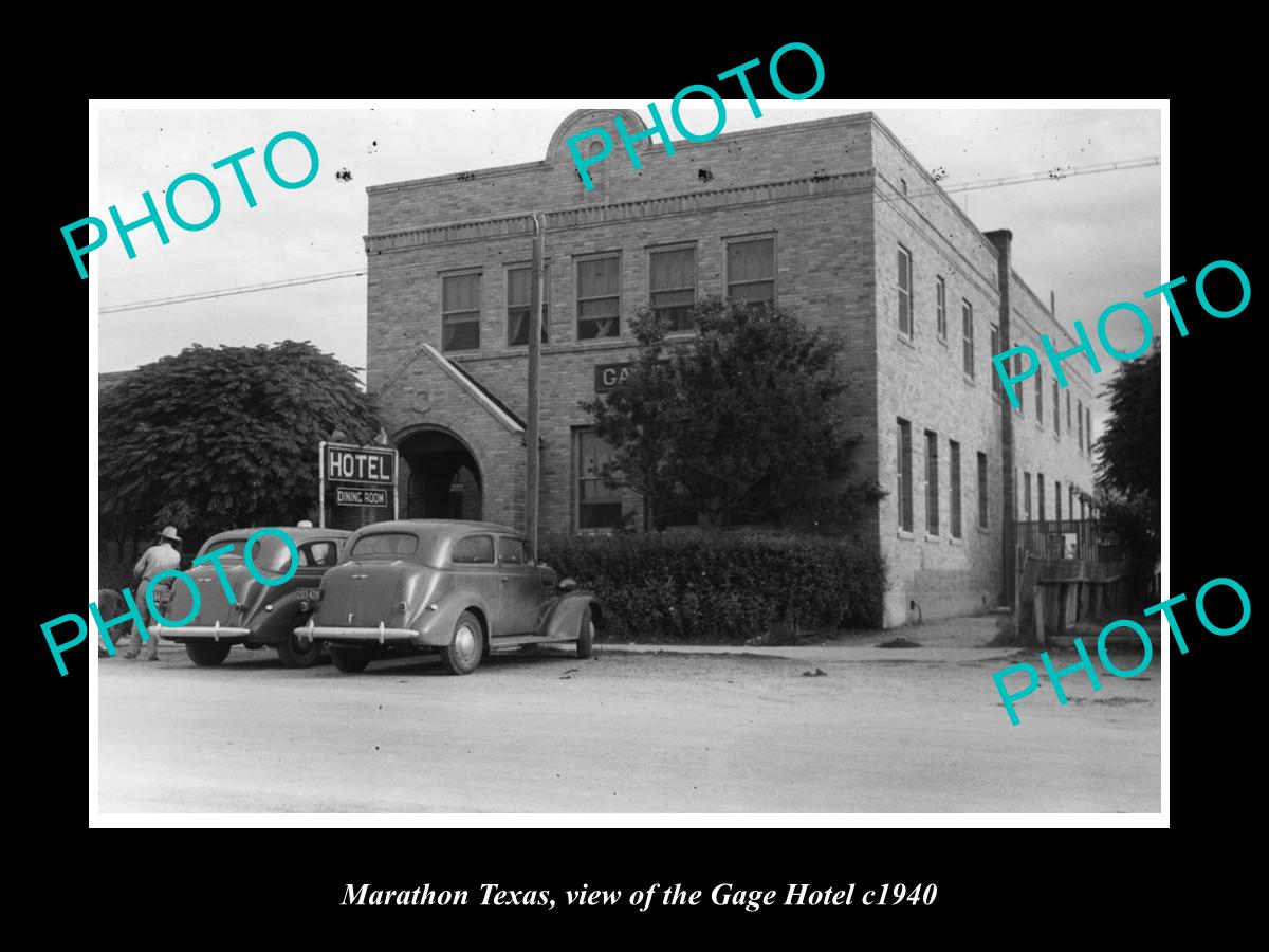 OLD LARGE HISTORIC PHOTO OF MARATHON TEXAS, VIEW OF THE GAGE HOTEL c1940