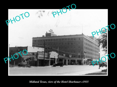 OLD LARGE HISTORIC PHOTO OF MIDLAND TEXAS, VIEW OF THE HOTEL SHARBAUER c1935