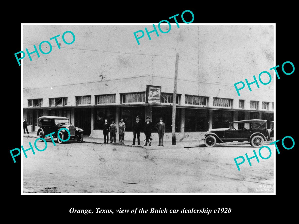 OLD LARGE HISTORIC PHOTO OF ORANGE TEXAS, VIEW OF THE BUICK CAR DEALERSHIP c1920