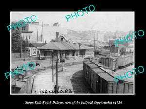 OLD LARGE HISTORIC PHOTO OF SIOUX FALLS SOUTH DAKOTA RAILROAD DEPOT STATION 1920