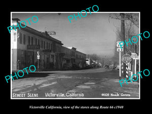 OLD LARGE HISTORIC PHOTO OF VICTORVILLE CALIFORNIA, THE STORES ON ROUTE 66 c1940