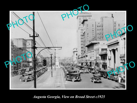 OLD LARGE HISTORIC PHOTO AUGUSTA GEORGIA, VIEW OF BROAD STREET c1925