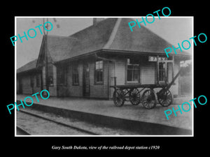 OLD LARGE HISTORIC PHOTO OF GARY SOUTH DAKOTA, RAILROAD DEPOT STATION c1920