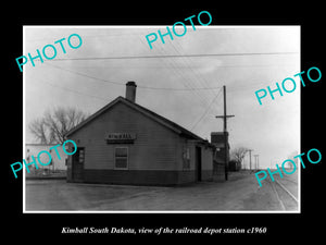 OLD LARGE HISTORIC PHOTO OF KIMBALL SOUTH DAKOTA, RAILROAD DEPOT STATION c1960