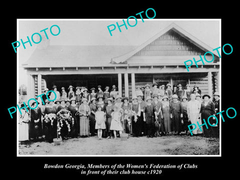 OLD LARGE HISTORIC PHOTO BOWDON GEORGIA, VIEW OF THE WOMENS FEDERATION CLUB 1920