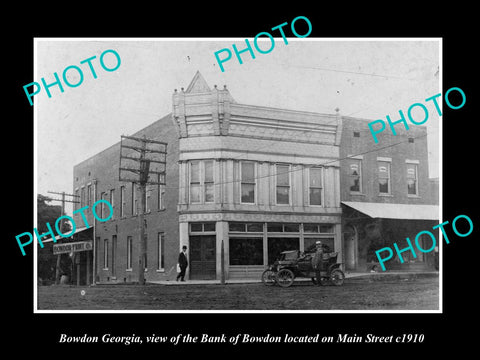 OLD LARGE HISTORIC PHOTO BOWDON GEORGIA, VIEW OF THE BANK OF BOWDON c1910