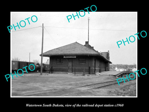 OLD LARGE HISTORIC PHOTO OF WATERTOWN SOUTH DAKOTA, RAILROAD DEPOT STATION c1960