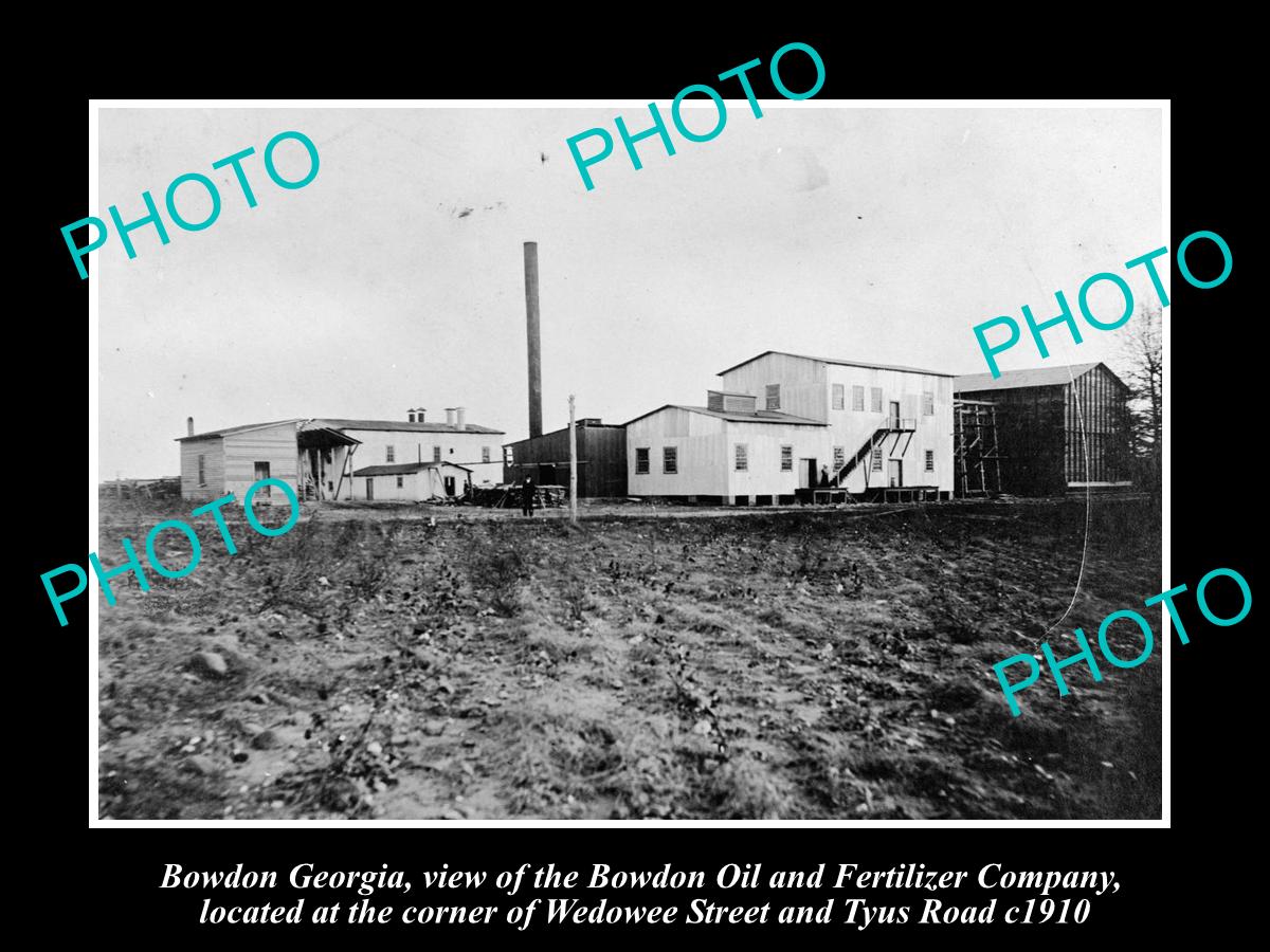 OLD LARGE HISTORIC PHOTO BOWDON GEORGIA, VIEW OF THE OIL & FERTILIZER Co c1910