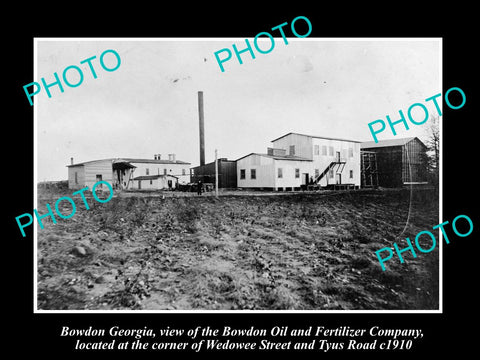 OLD LARGE HISTORIC PHOTO BOWDON GEORGIA, VIEW OF THE OIL & FERTILIZER Co c1910