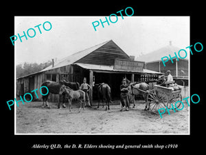 OLD LARGE HISTORIC PHOTO OF ALDERLEY QLD, THE ELDERS BLACKSMITH SHOP c1910