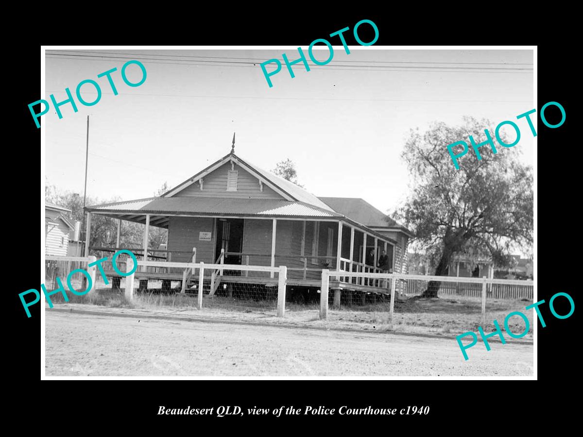 OLD LARGE HISTORIC PHOTO OF BEAUDESERT QLD, VIEW OF THE POLICE COURT HOUSE c1940