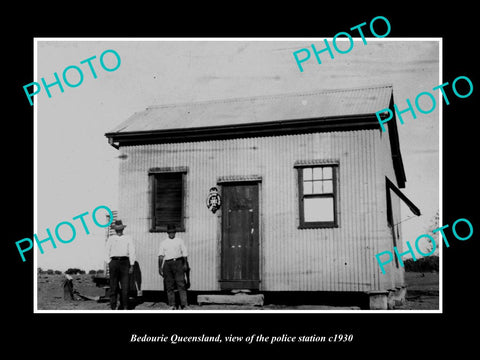 OLD LARGE HISTORIC PHOTO OF BEDOURIE QLD, VIEW OF THE POLICE STATION c1930