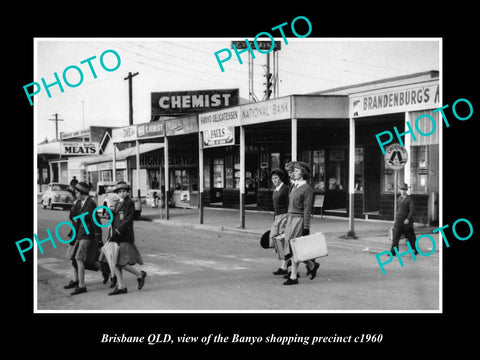 OLD LARGE HISTORIC PHOTO OF BRISBANE QLD, THE BANYO SHOPPING STRIP c1960