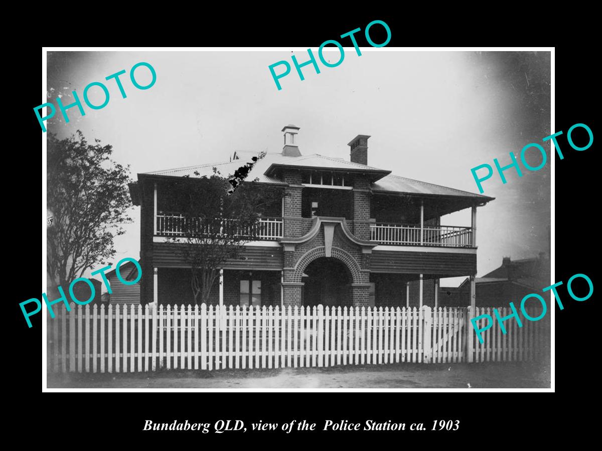 OLD LARGE HISTORIC PHOTO OF BUNDABERG QLD, VIEW OF THE POLICE STATION c1903