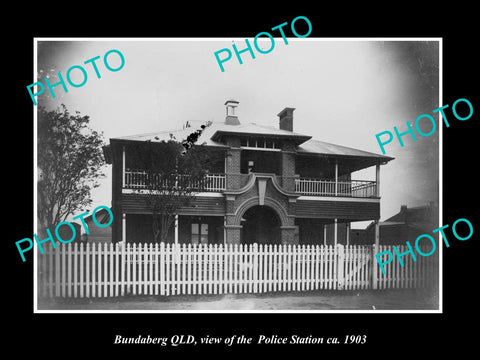 OLD LARGE HISTORIC PHOTO OF BUNDABERG QLD, VIEW OF THE POLICE STATION c1903