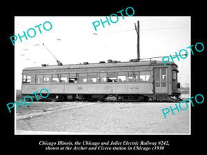 OLD LARGE HISTORIC PHOTO OF CHICAGO ILLINOIS, THE JOLIET ELECTRIC RAILWAY c1930