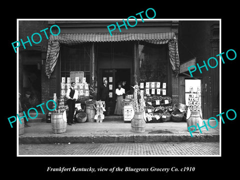 OLD LARGE HISTORIC PHOTO OF FRANKFORT KENTUCKY, THE BLUEGRASS GROCERY STORE 1910