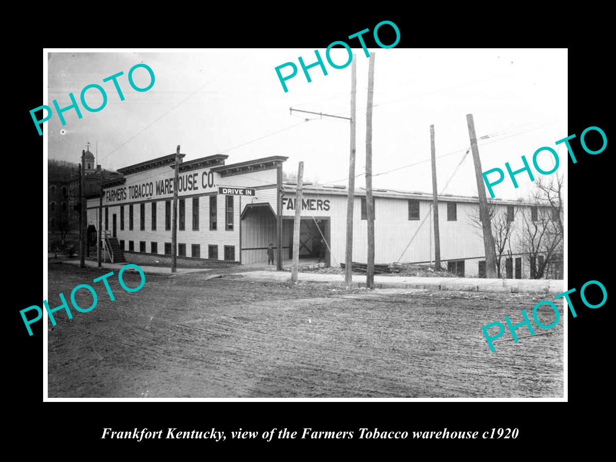 OLD LARGE HISTORIC PHOTO OF FRANKFORT KENTUCKY, FARMERS TOBACCO WAREHOUSE c1920