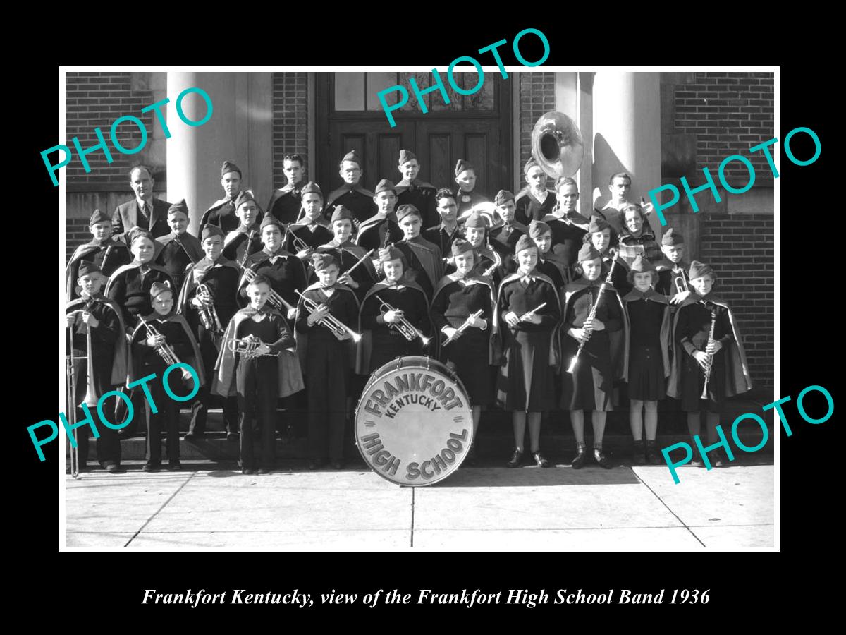 OLD LARGE HISTORIC PHOTO OF FRANKFORT KENTUCKY, THE HIGH SCHOLL BAND c1936