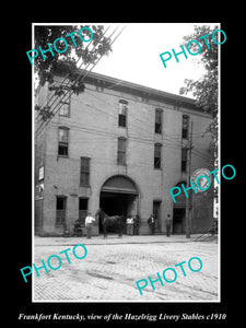 OLD LARGE HISTORIC PHOTO OF FRANKFORT KENTUCKY, HAZELRIGG LIVERY STABLES c1910