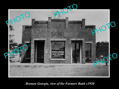 OLD LARGE HISTORIC PHOTO BREMEN GEORGIA, VIEW OF THE FARMERS BANK c1920