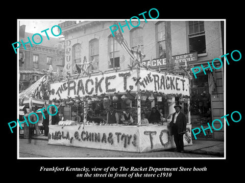 OLD LARGE HISTORIC PHOTO OF FRANKFORT KENTUCKY, THE RACKET STORE BOOTH c1910