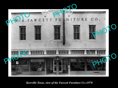 OLD LARGE HISTORIC PHOTO OF KERRVILLE TEXAS, THE FAWCETT FURNITURE Co c1970