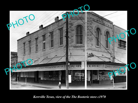 OLD LARGE HISTORIC PHOTO OF KERRVILLE TEXAS, VIEW OF THE BOOTERIE STORE c1970