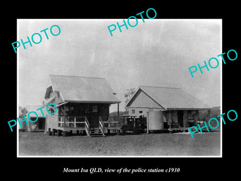 OLD LARGE HISTORIC PHOTO OF MOUNT ISA QLD, VIEW OF THE POLICE STATION c1930