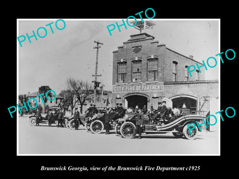 OLD LARGE HISTORIC PHOTO BRUNSWICK GEORGIA, THE FIRE DEPARTMENT & STATION 1925 2