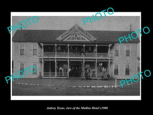 OLD LARGE HISTORIC PHOTO OF AUBREY TEXAS, VIEW OF THE MULLINS HOTEL c1900