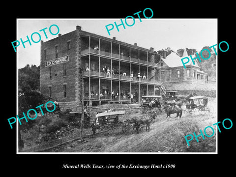 OLD LARGE HISTORIC PHOTO OF MINERAL WELLS TEXAS, VIEW OF THE EXCHANGE HOTEL 1900