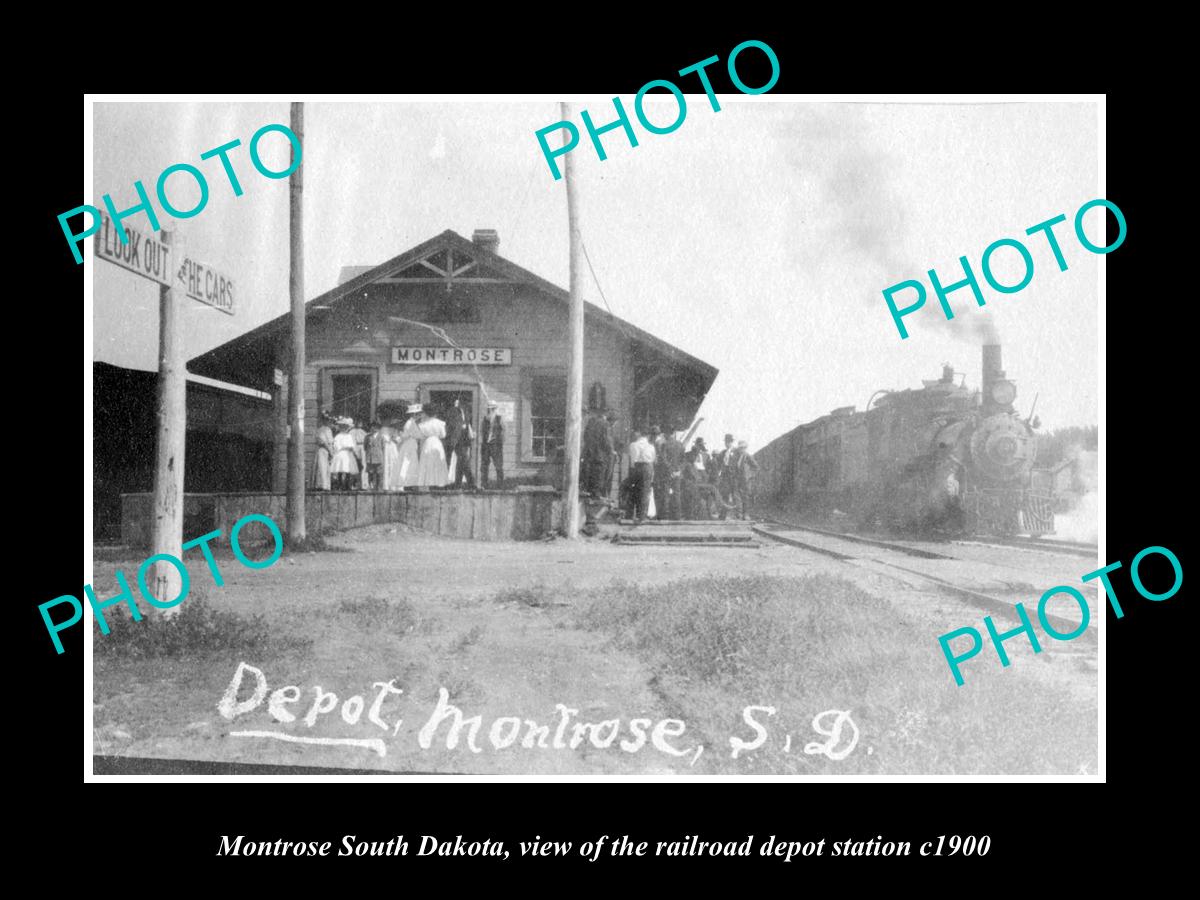 OLD LARGE HISTORIC PHOTO OF MONTROSE SOUTH DAKOTA RAILROAD DEPOT STATION c1900