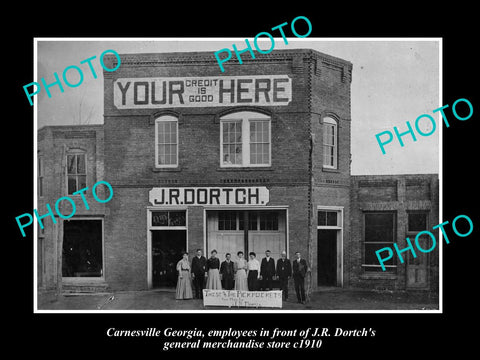 OLD LARGE HISTORIC PHOTO CARNESVILLE GEORGIA, VIE WOF THE DORTCH STORE c1910