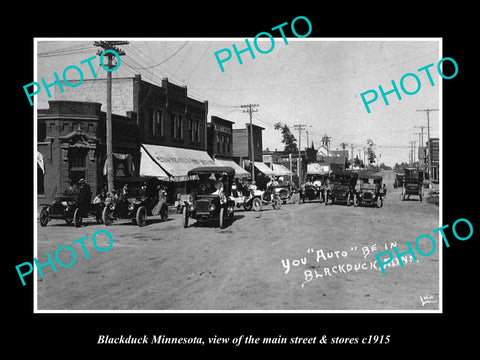 OLD LARGE HISTORIC PHOTO OF BLACKDUCK MINNESOTA, THE MAIN STREET & STORES c1915