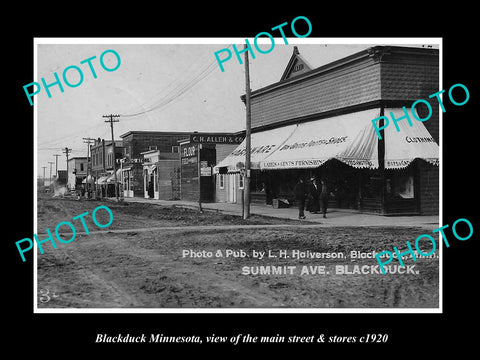 OLD LARGE HISTORIC PHOTO OF BLACKDUCK MINNESOTA, THE MAIN STREET & STORES c1920