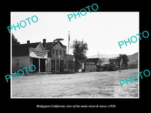 OLD LARGE HISTORIC PHOTO OF BRIDGEPORT CALIFORNIA THE MAIN STREET & STORES c1920