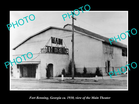 OLD LARGE HISTORIC PHOTO FORT BENNING GEORGIA, VIEW OF THE MAIN THEATRE c1930