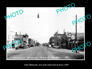 OLD LARGE HISTORIC PHOTO OF FOLEY MINNESOTA, THE MAIN STREET & STORES c1930