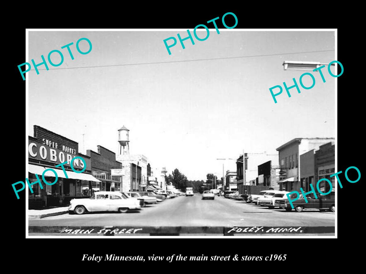 OLD LARGE HISTORIC PHOTO OF FOLEY MINNESOTA, THE MAIN STREET & STORES c1965