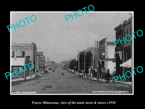 OLD LARGE HISTORIC PHOTO OF FRAZEE MINNESOTA, THE MAIN STREET & STORES c1910