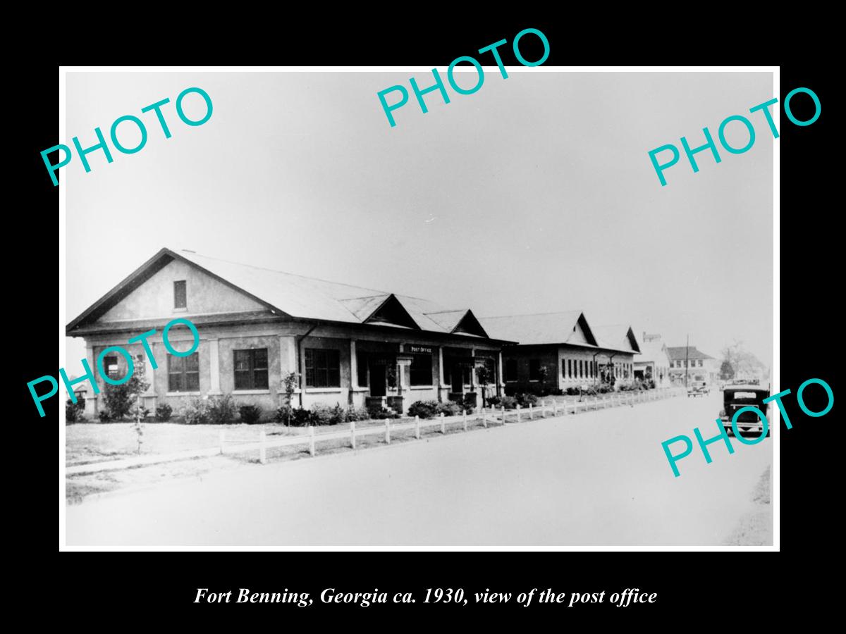 OLD LARGE HISTORIC PHOTO FORT BENNING GEORGIA, VIEW OF THE POST OFFICE c1930