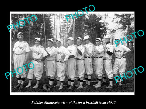 OLD LARGE HISTORIC PHOTO OF KELLIHER MINNESOTA, THE TOWN BASEBALL TEAM c1915