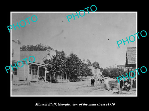 OLD LARGE HISTORIC PHOTO MINERAL BLUFF GEORGIA, VIEW OF THE MAIN STREET c1910