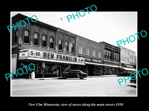 OLD LARGE HISTORIC PHOTO OF NEW ULM MINNESOTA, THE MAIN STREET & STORES c1950