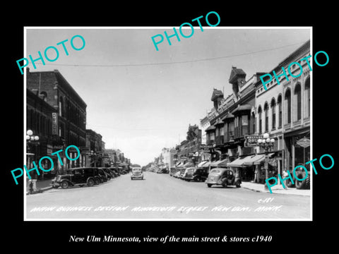 OLD LARGE HISTORIC PHOTO OF NEW ULM MINNESOTA, THE MAIN STREET & STORES c1940