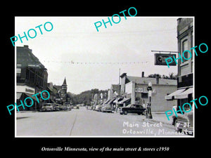 OLD LARGE HISTORIC PHOTO OF ORTONVILLE MINNESOTA, THE MAIN ST & STORES c1950 2