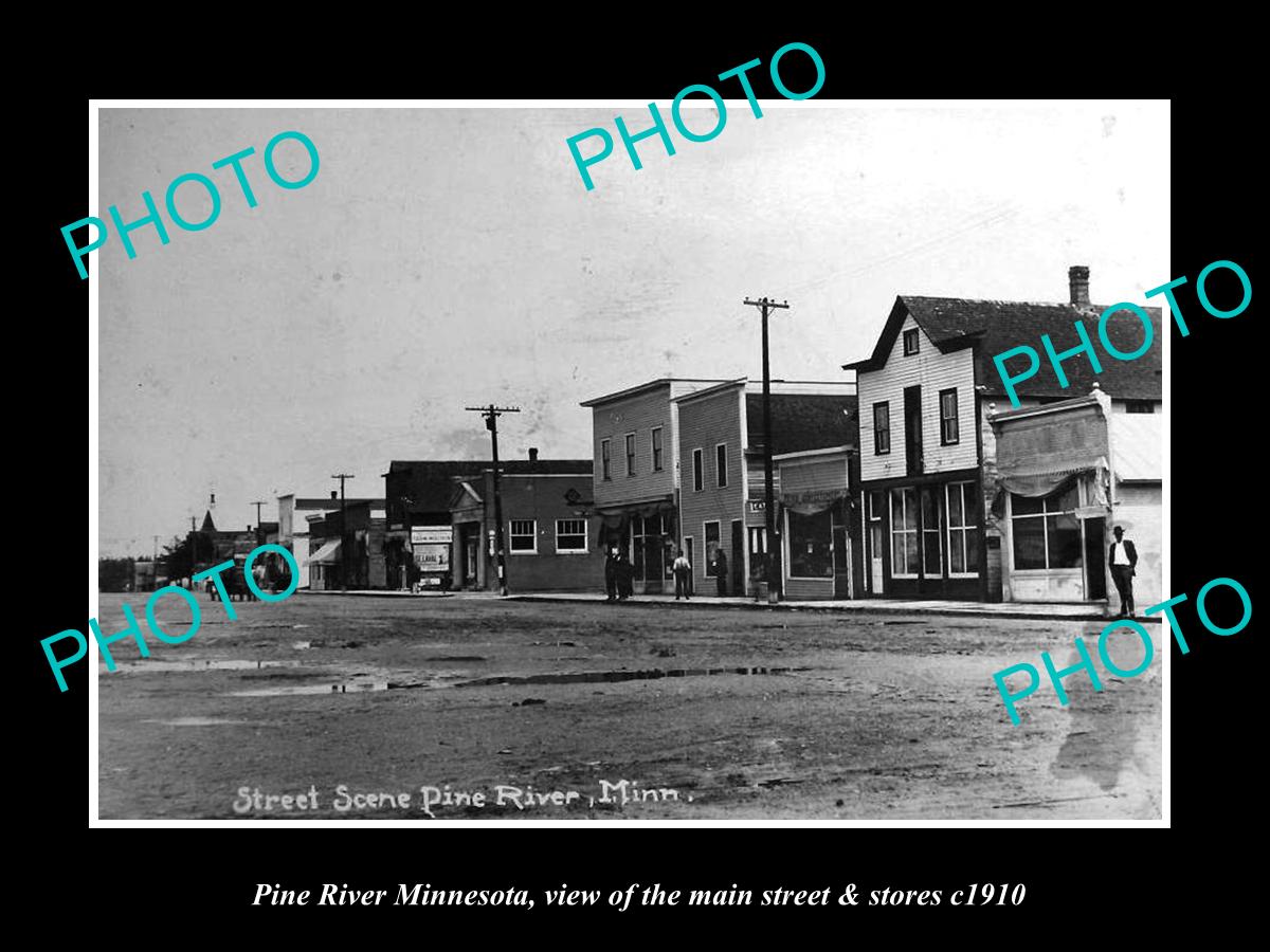 OLD LARGE HISTORIC PHOTO OF PINE RIVER MINNESOTA, THE MAIN STREET & STORES c1910