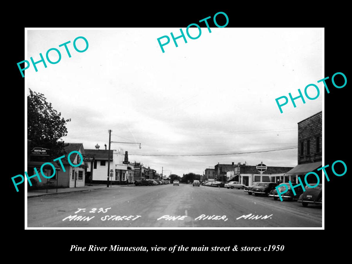 OLD LARGE HISTORIC PHOTO OF PINE RIVER MINNESOTA, THE MAIN STREET & STORES c1950